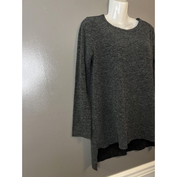 Clara Sunwoo Sweater Womens XS Gray Tunic High Low Hem Knit Stretch Made USA - Picture 2 of 6